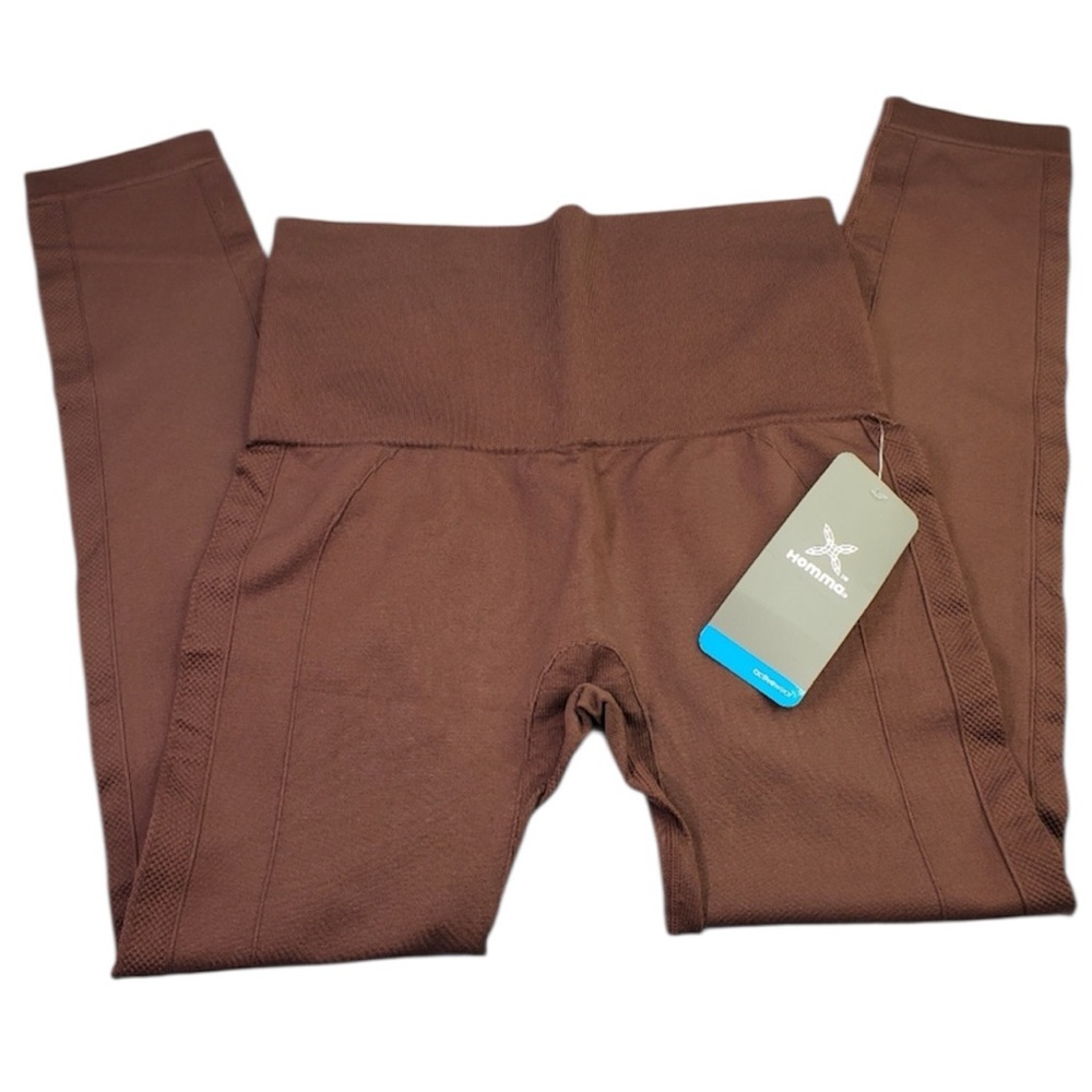 Homma High Waisted Seamless Knit Athletic Leggings Brown Size L New with Tag